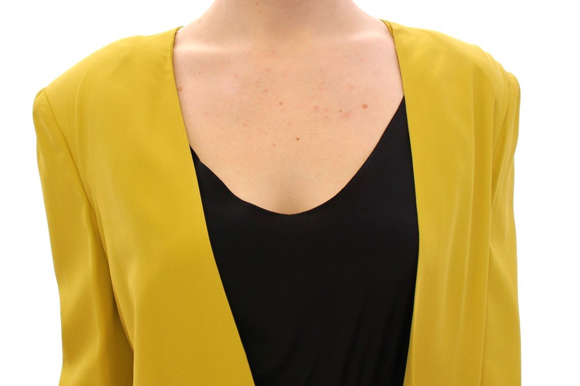 Lamberto Petri Mustard Yellow Silk Blazer Jacket - Fizigo