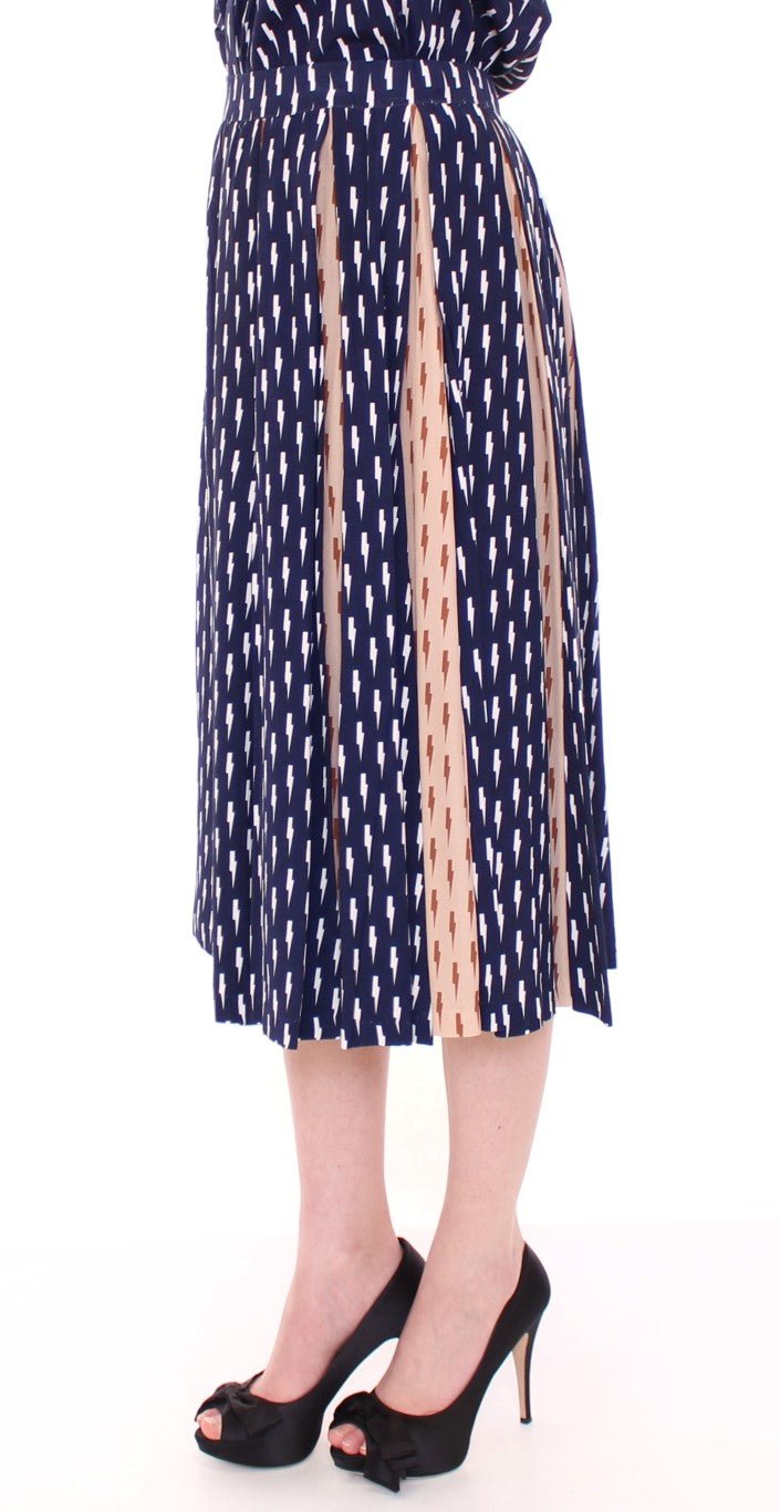 Licia Florio Blue Pink Below Knee Full Skirt - Fizigo