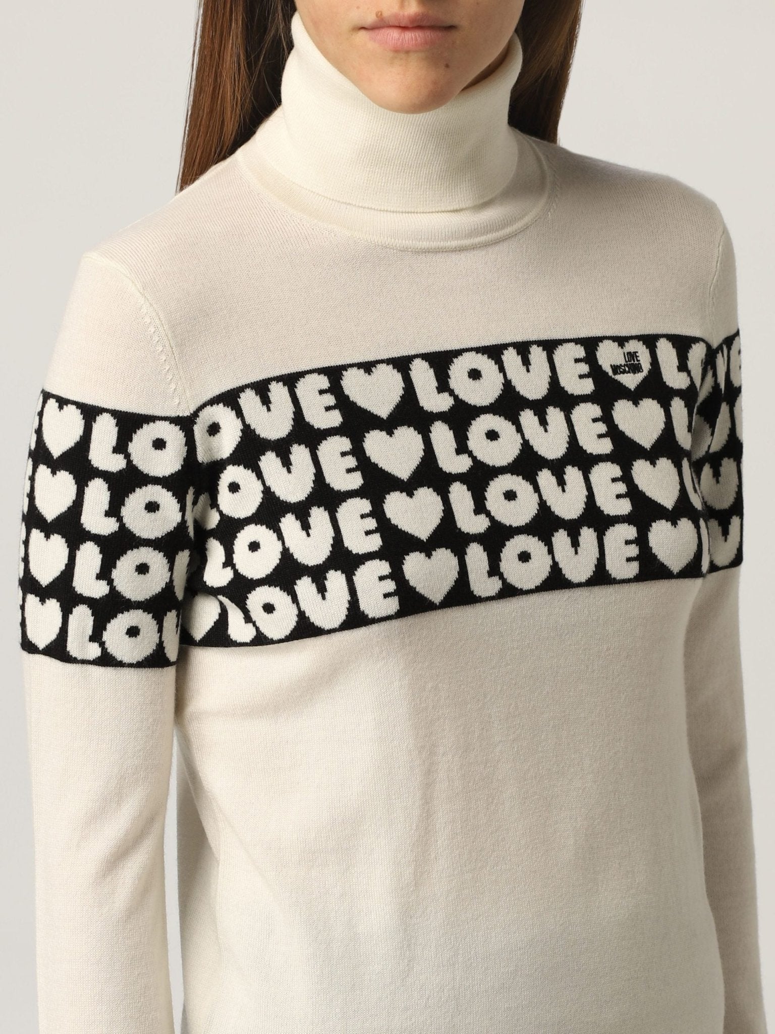 Love Moschino White Acrylic Sweater - Fizigo