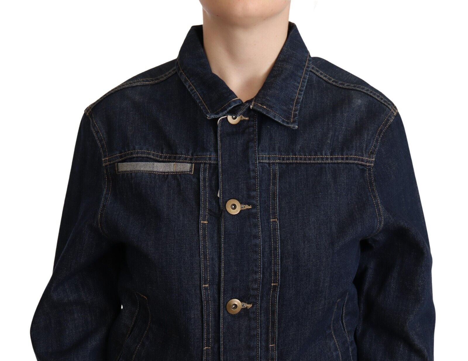 Master Coat Dark Blue Button Down Long Sleeves Denim Jacket - Fizigo