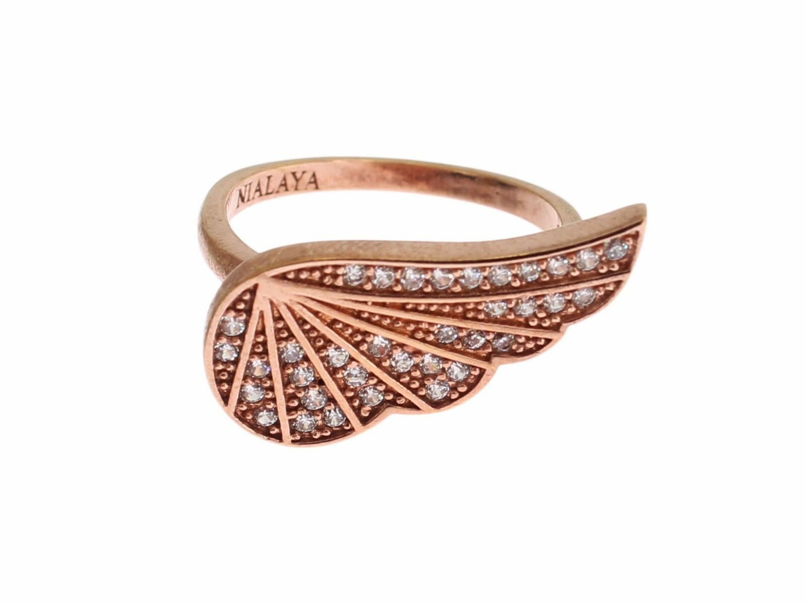 Nialaya Pink Gold 925 Silver Womens Clear CZ Ring - Fizigo