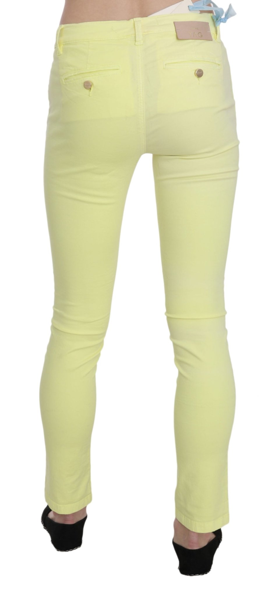 PINKO Yellow Cotton Stretch Low Waist Skinny Casual Trouser Pants - Fizigo
