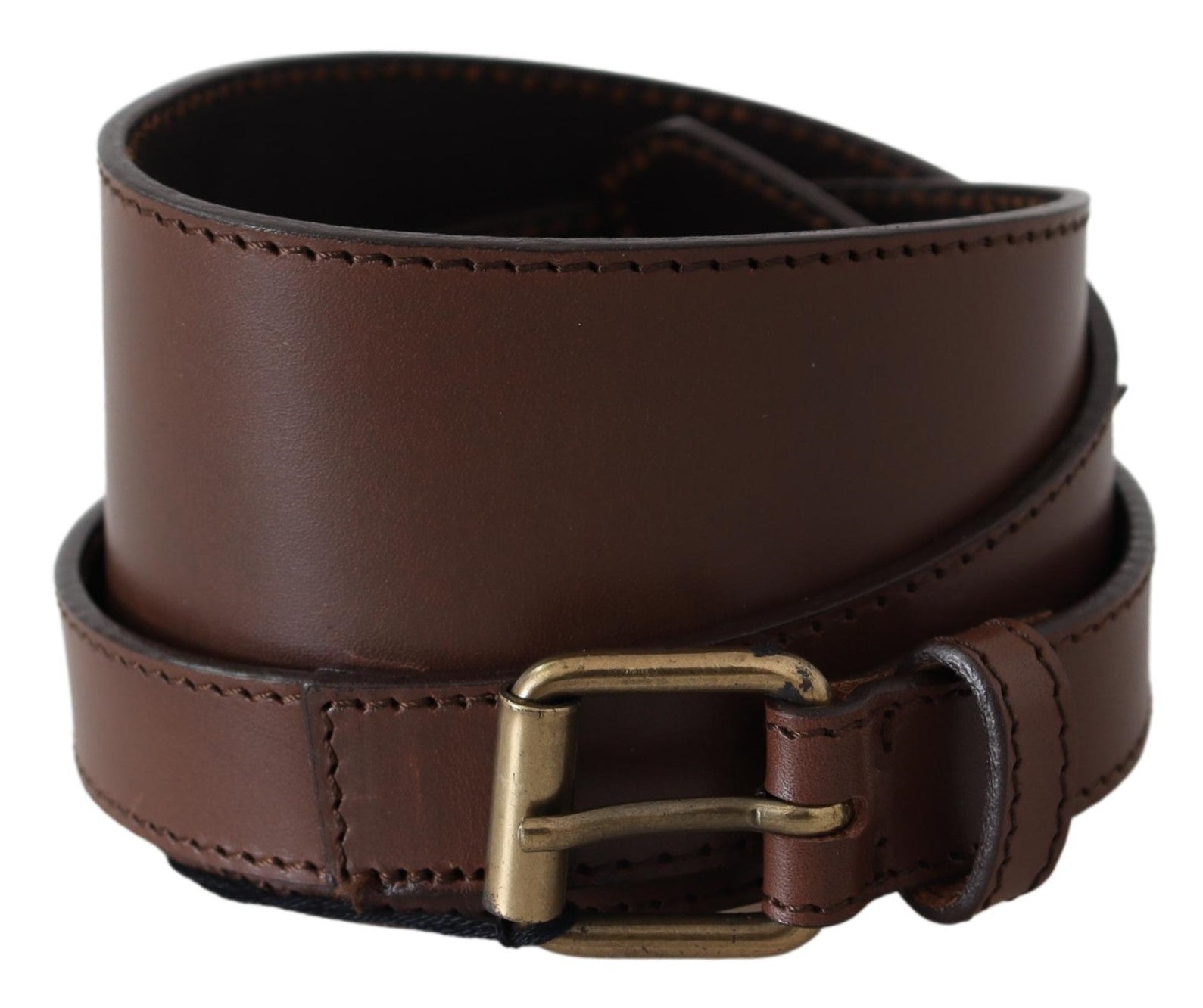 PLEIN SUD Brown Wide Leather Rustic Gold Metal Buckle Dark - Fizigo