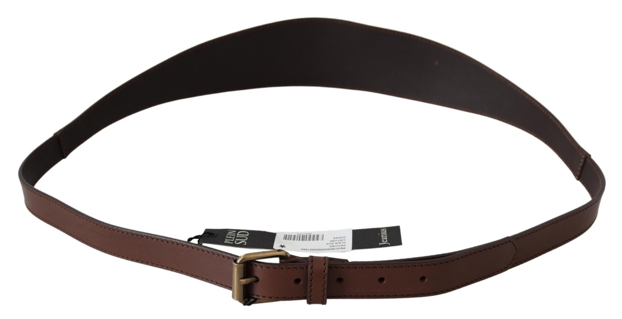 PLEIN SUD Brown Wide Leather Rustic Gold Metal Buckle Dark - Fizigo