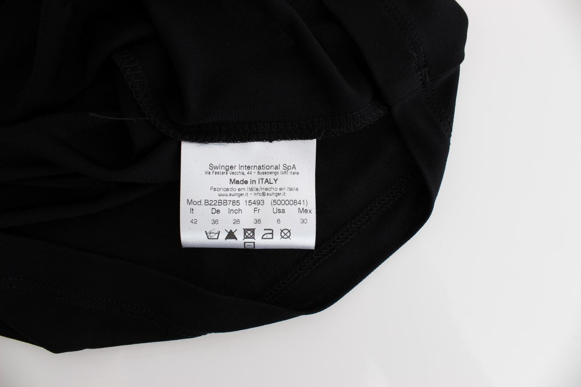 Roccobarocco Black Embellished Jersey Mini Sheath Short Dress - Fizigo