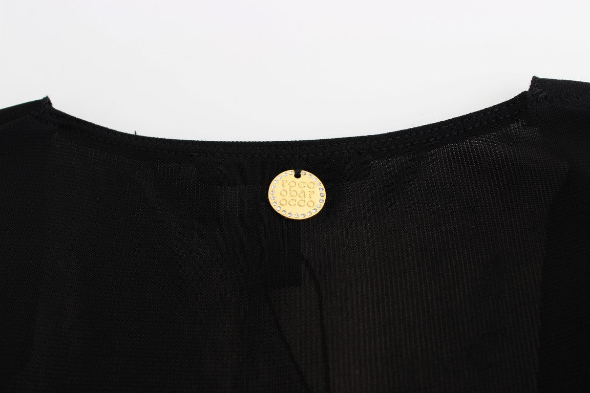 Roccobarocco Black Embellished Jersey Mini Sheath Short Dress - Fizigo