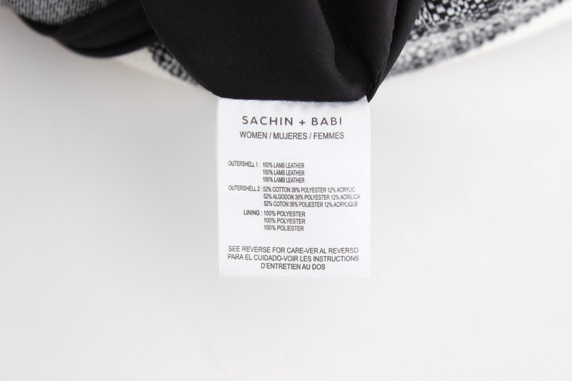 Sachin & Babi Gray Black Liza Leather Straight Pencil - Fizigo