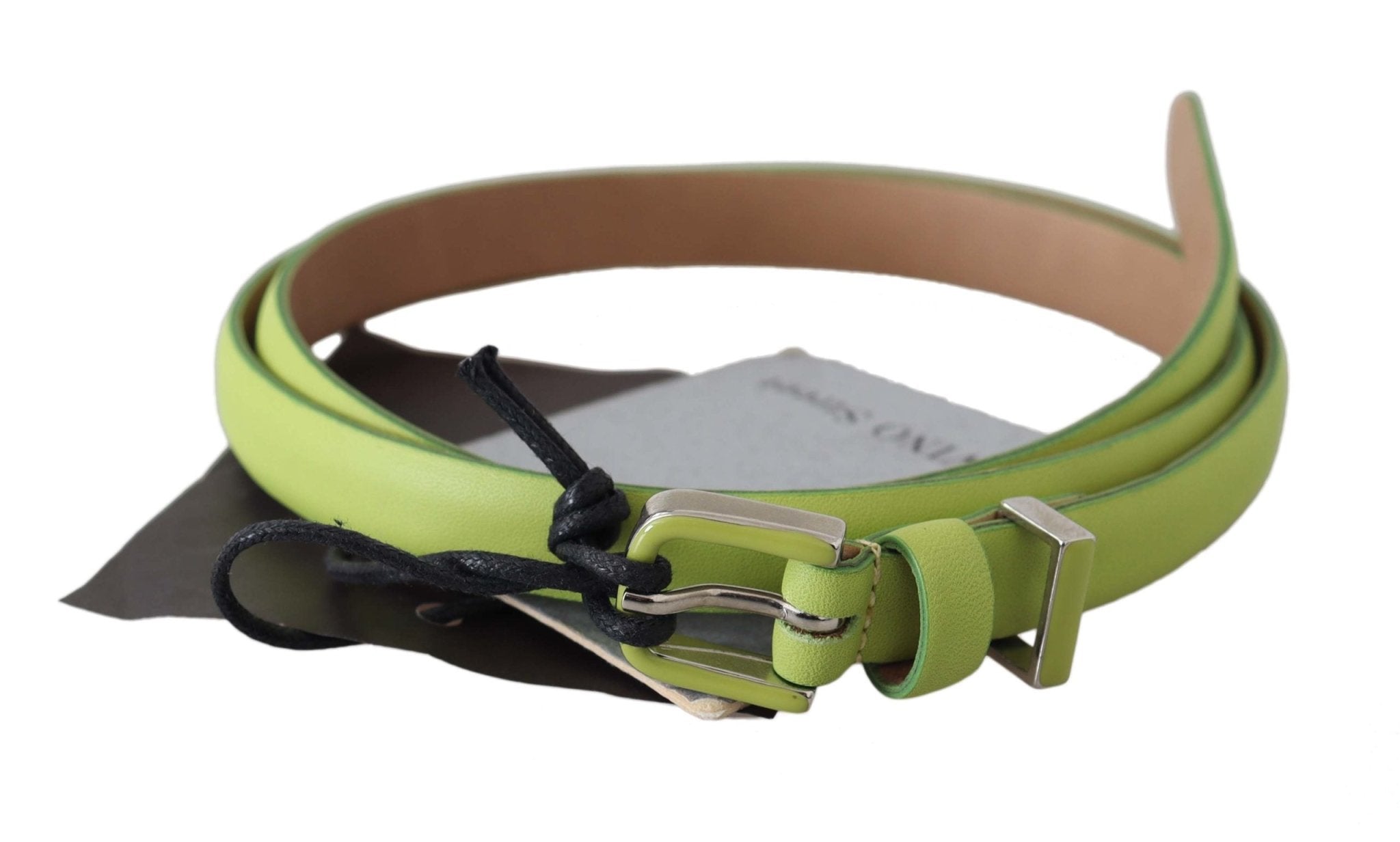 Scervino Street Green Leather Chartreuse Silver Green Buckle Belt - Fizigo