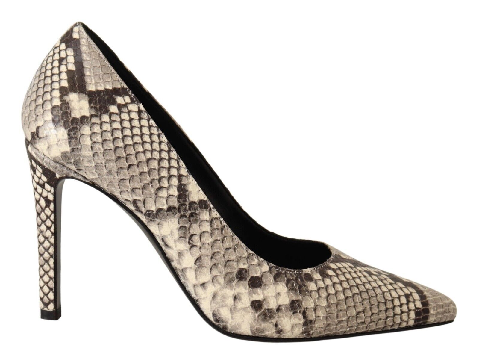 Sofia Gray Snake Skin Leather Stiletto High Heels Pumps Shoes - Fizigo