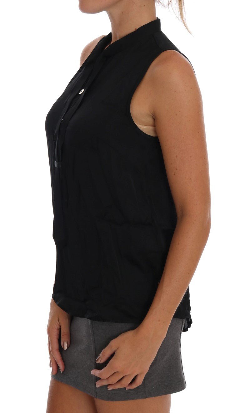 Versace Jeans Black Sleeveless Viscose Blouse Top - Fizigo