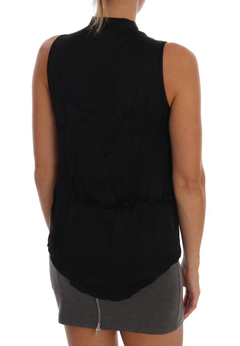 Versace Jeans Black Sleeveless Viscose Blouse Top - Fizigo