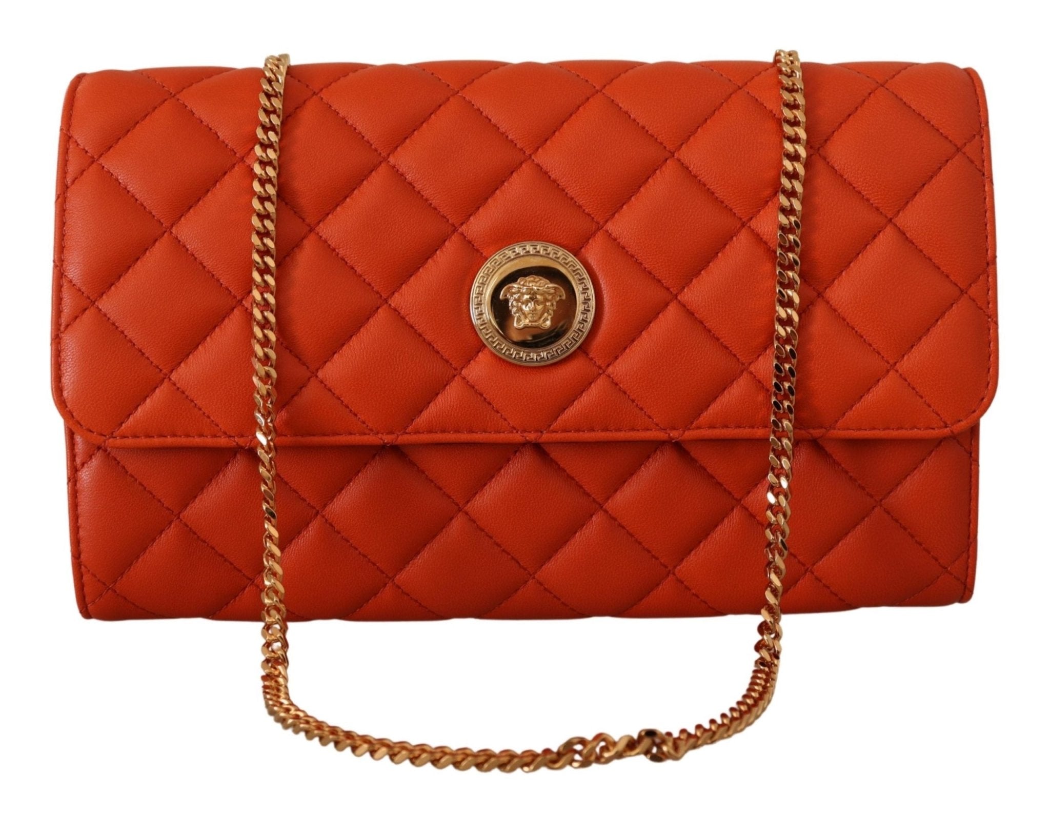 Versace Red Nappa Leather Medusa Evening Bag - Fizigo